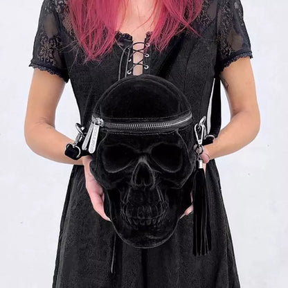 Grave Digger Black Velvet Skull Schoudertas