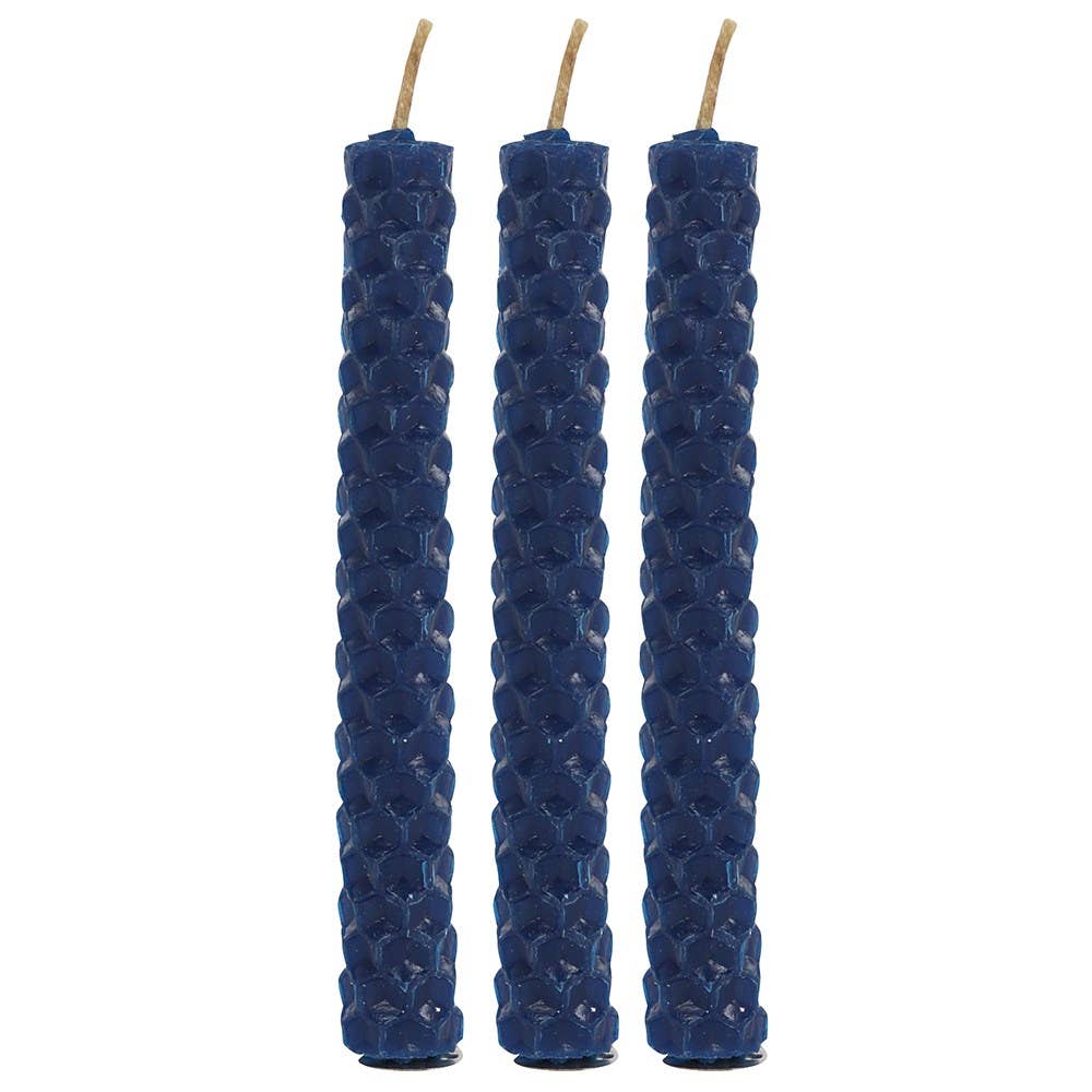 Magische spreukkaarsen met blauwe bijenwas (set van 6)