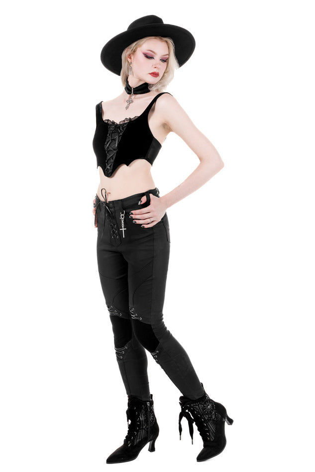 Batwing Lace Up Crop Top