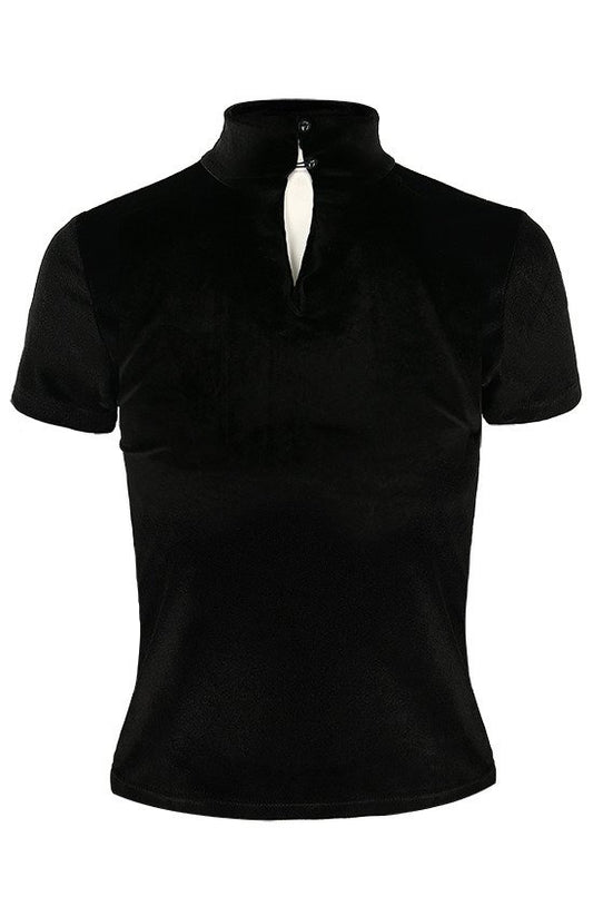 Black Velvet Crescent Mesh Top Moon Witch