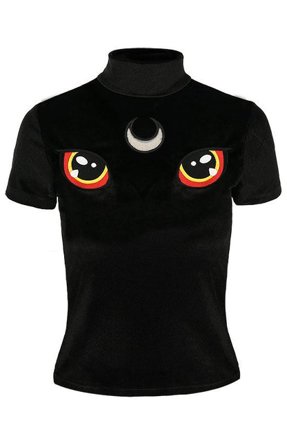 Velvet Cat Top "I SEE YOU"