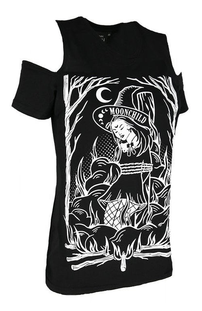 Burn the Witch Cold Shoulder Top