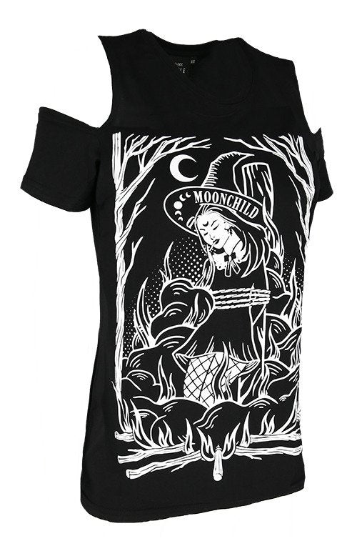 Burn the Witch Cold Shoulder Top