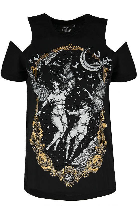 Succubus Las Furias Cold Shoulder Top