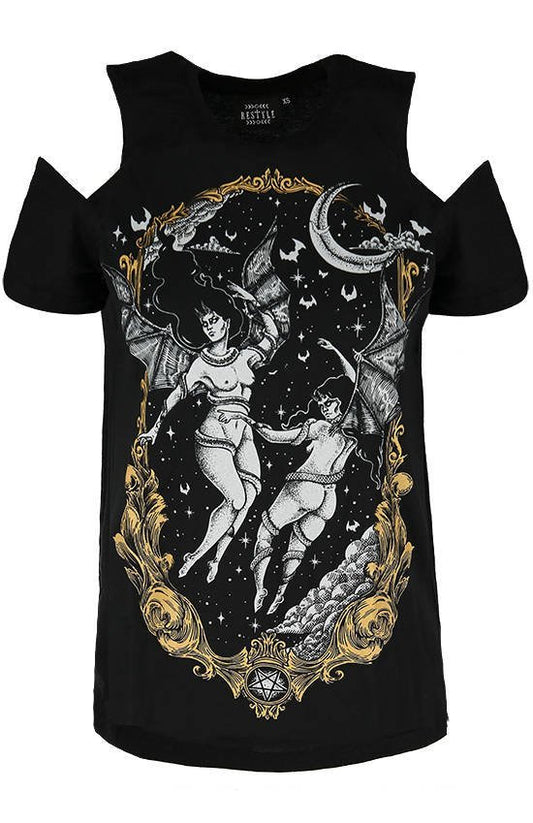 Succubus Las Furias Cold Shoulder Top