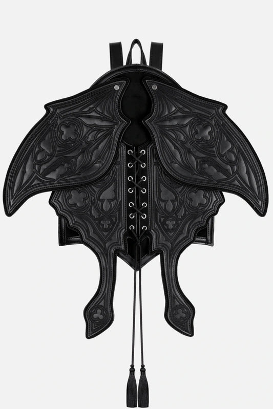 Obsidian Moth Black PU-Leren Rugzak