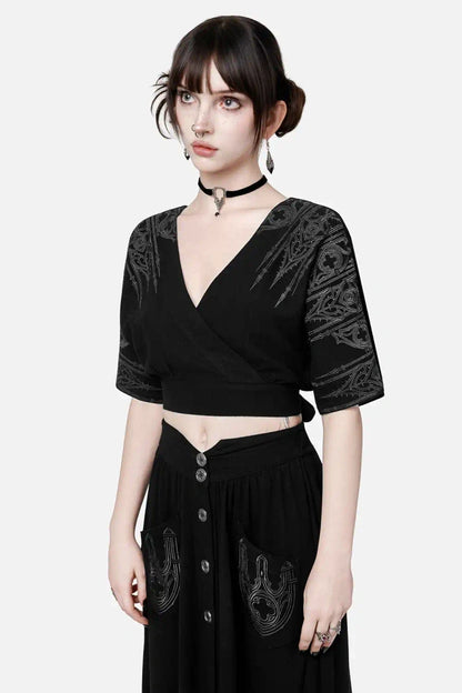Requiem Mock-Wrap Blouse