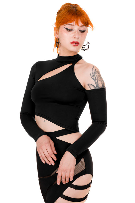 Delaney Asymmetric Crop Top Blouse