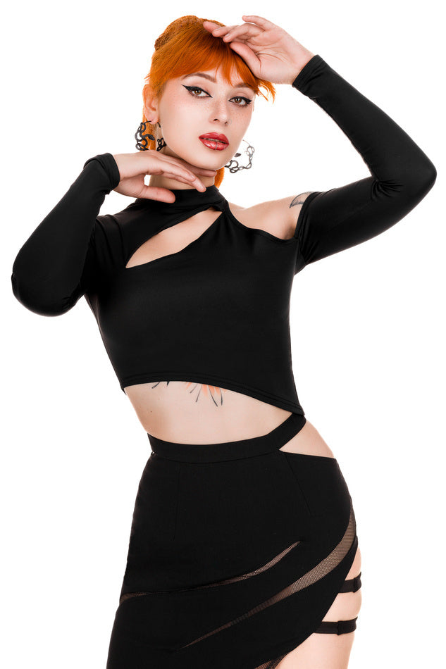 Delaney Asymmetric Crop Top Blouse