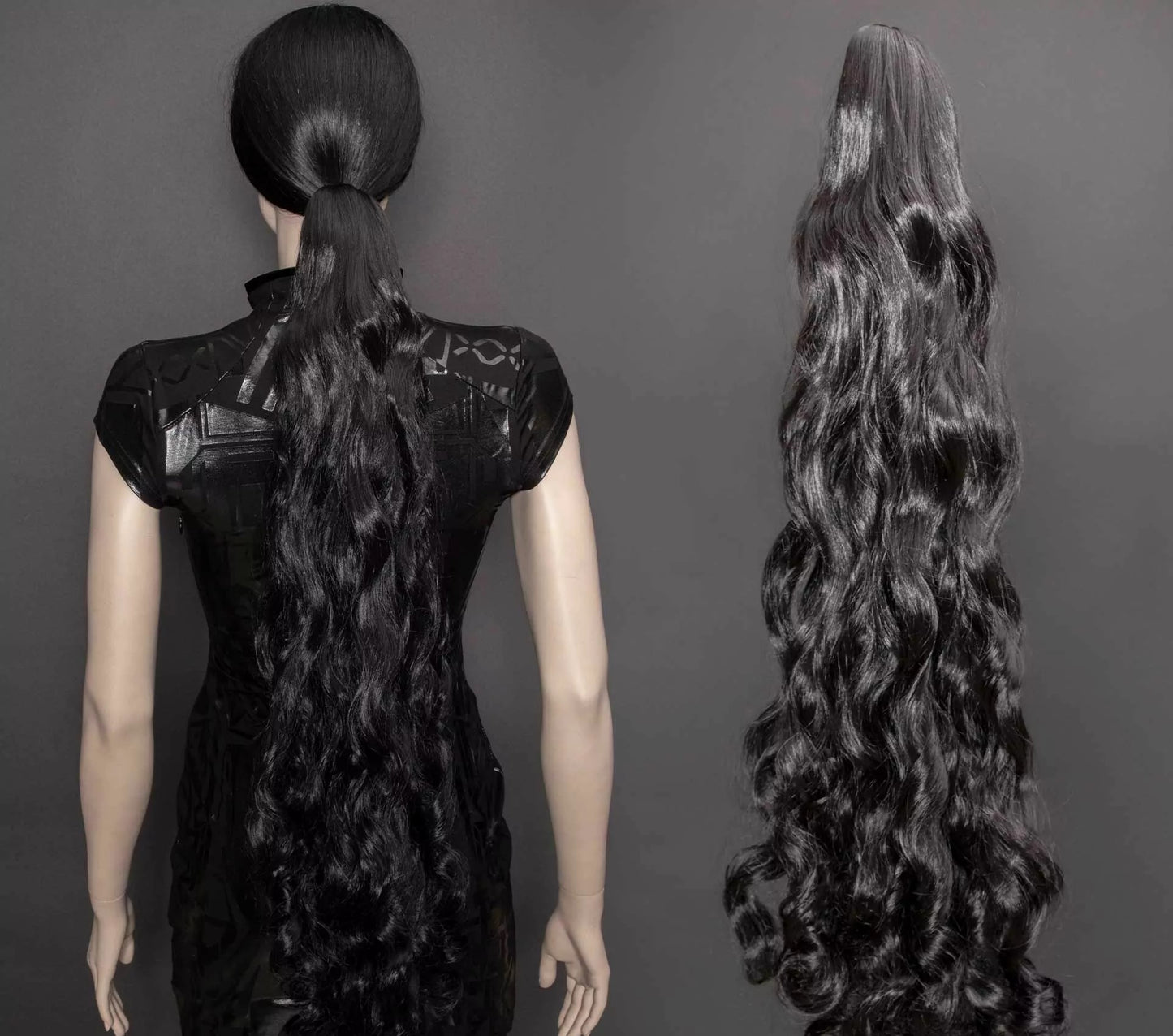 Black Curly Clip-on Ponytail