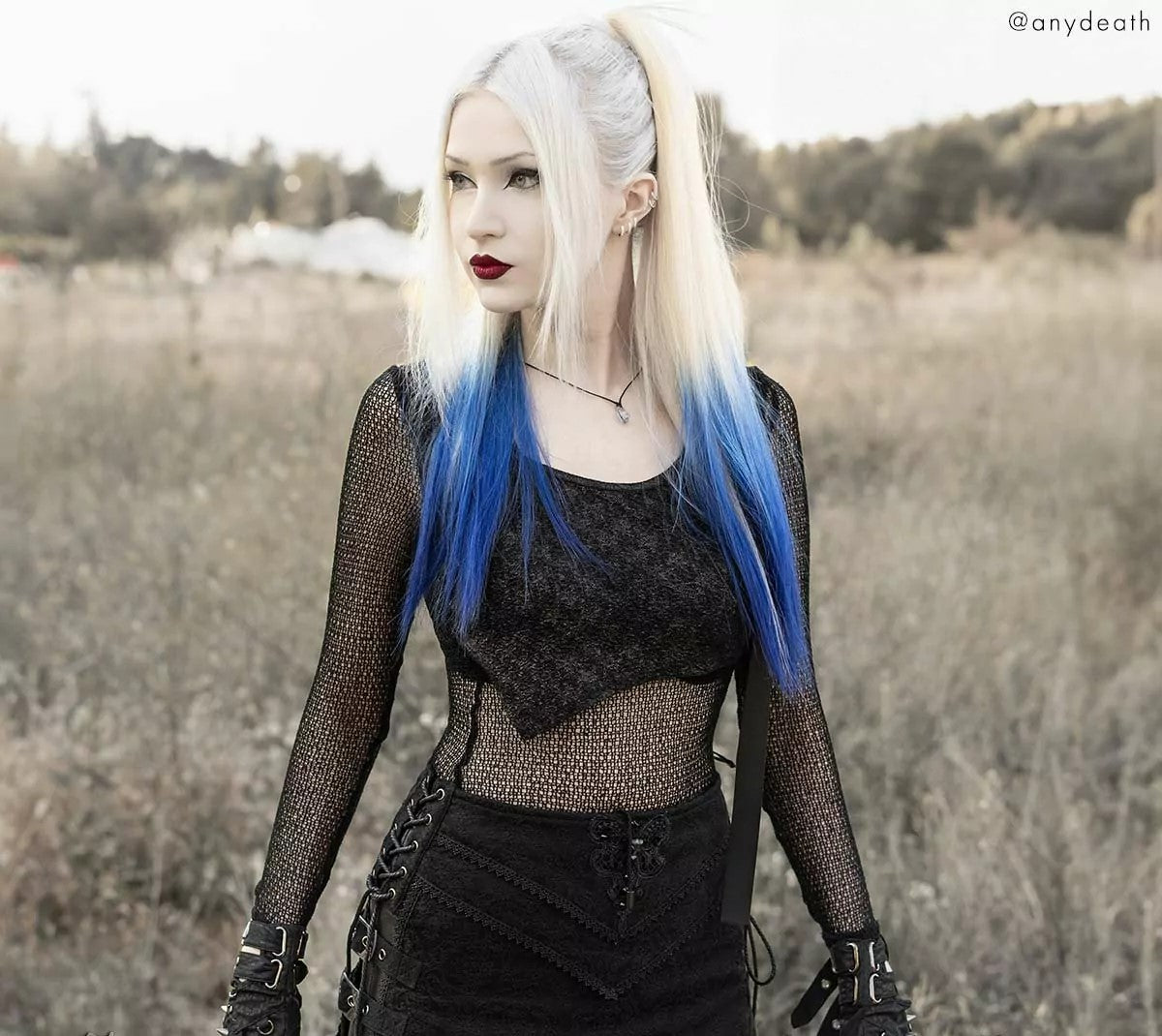 Blond and Blue Tie-on Ponytail