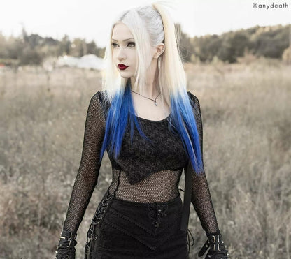 Blond and Blue Tie-on Ponytail