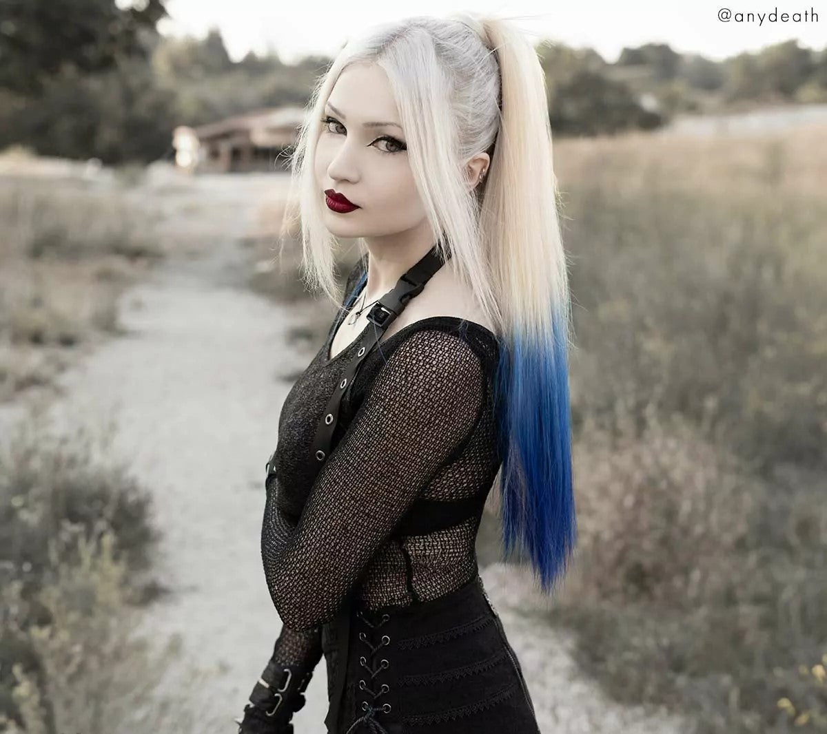 Blond and Blue Tie-on Ponytail