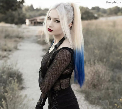 Blond and Blue Tie-on Ponytail