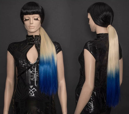 Blond and Blue Tie-on Ponytail