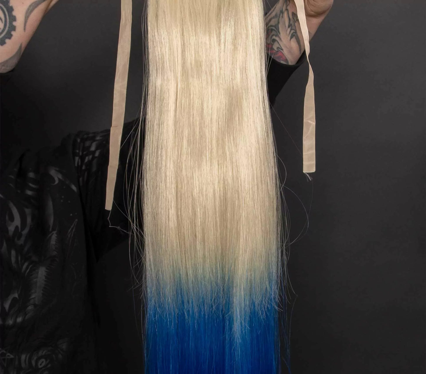 Blond and Blue Tie-on Ponytail