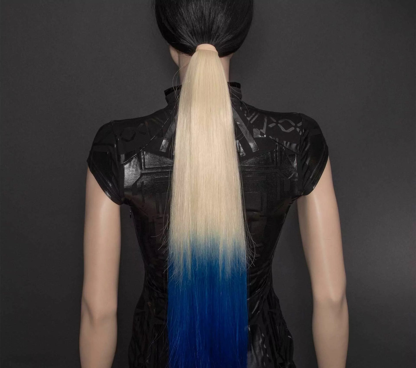 Blond and Blue Tie-on Ponytail