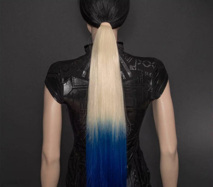 Blond and Blue Tie-on Ponytail
