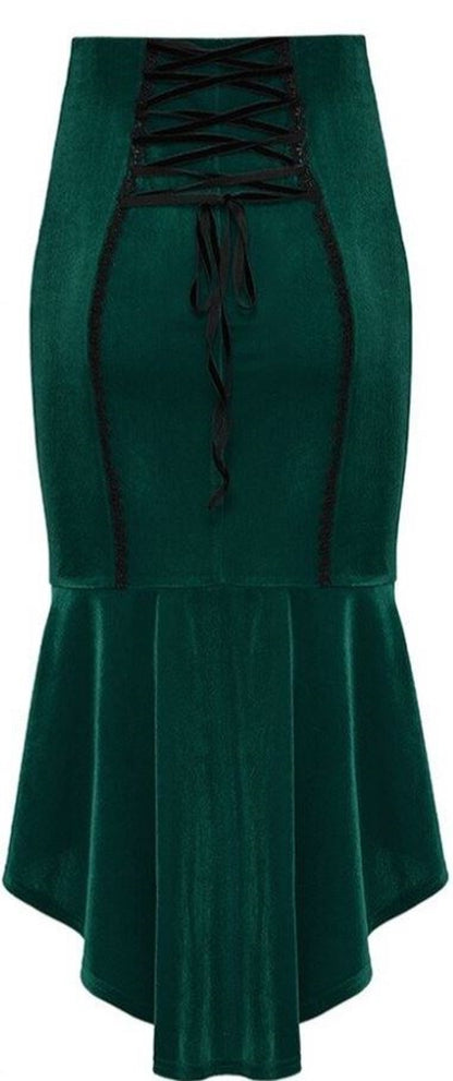 Obsidian Roses Green Velvet Rok