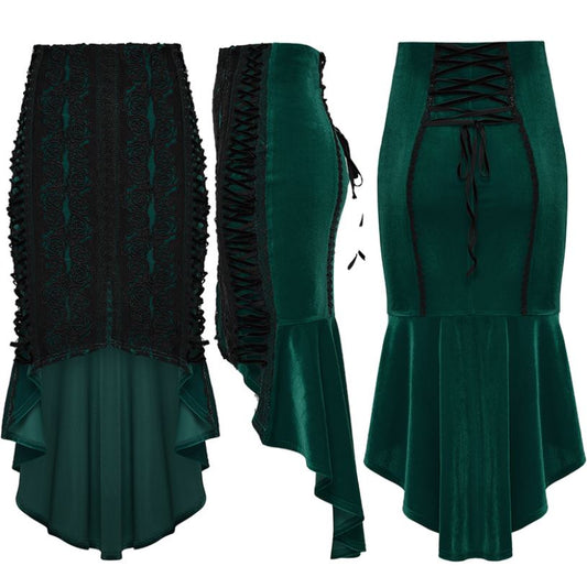 Obsidian Roses Green Velvet Rok