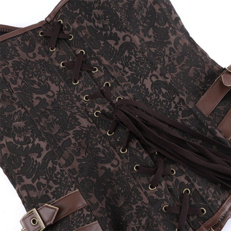 Kobine - Floral Lace-up Buckle-up Overbust Corset