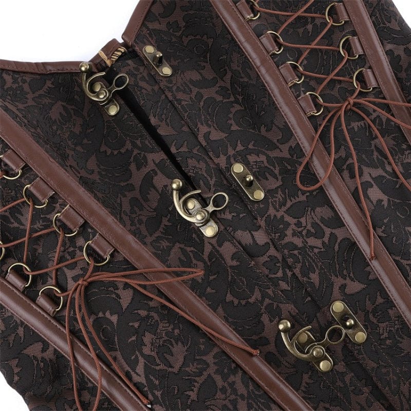 Kobine - Floral Lace-up Buckle-up Overbust Corset