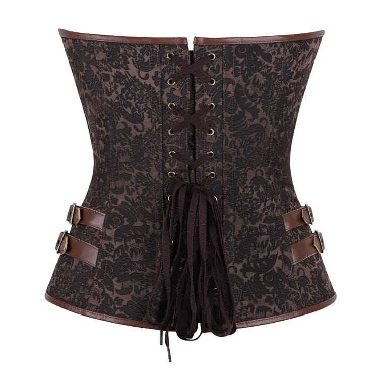 Kobine - Floral Lace-up Buckle-up Overbust Corset