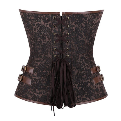 Kobine - Floral Lace-up Buckle-up Overbust Corset