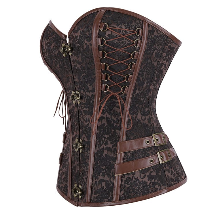 Kobine - Floral Lace-up Buckle-up Overbust Corset
