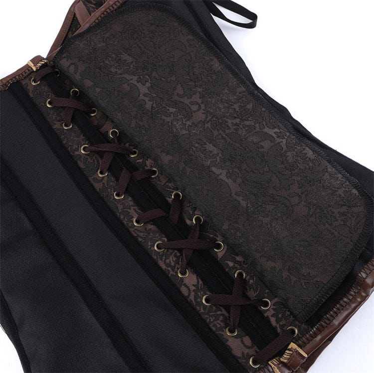 Kobine - Floral Lace-up Buckle-up Overbust Corset