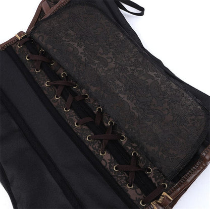 Kobine - Floral Lace-up Buckle-up Overbust Corset