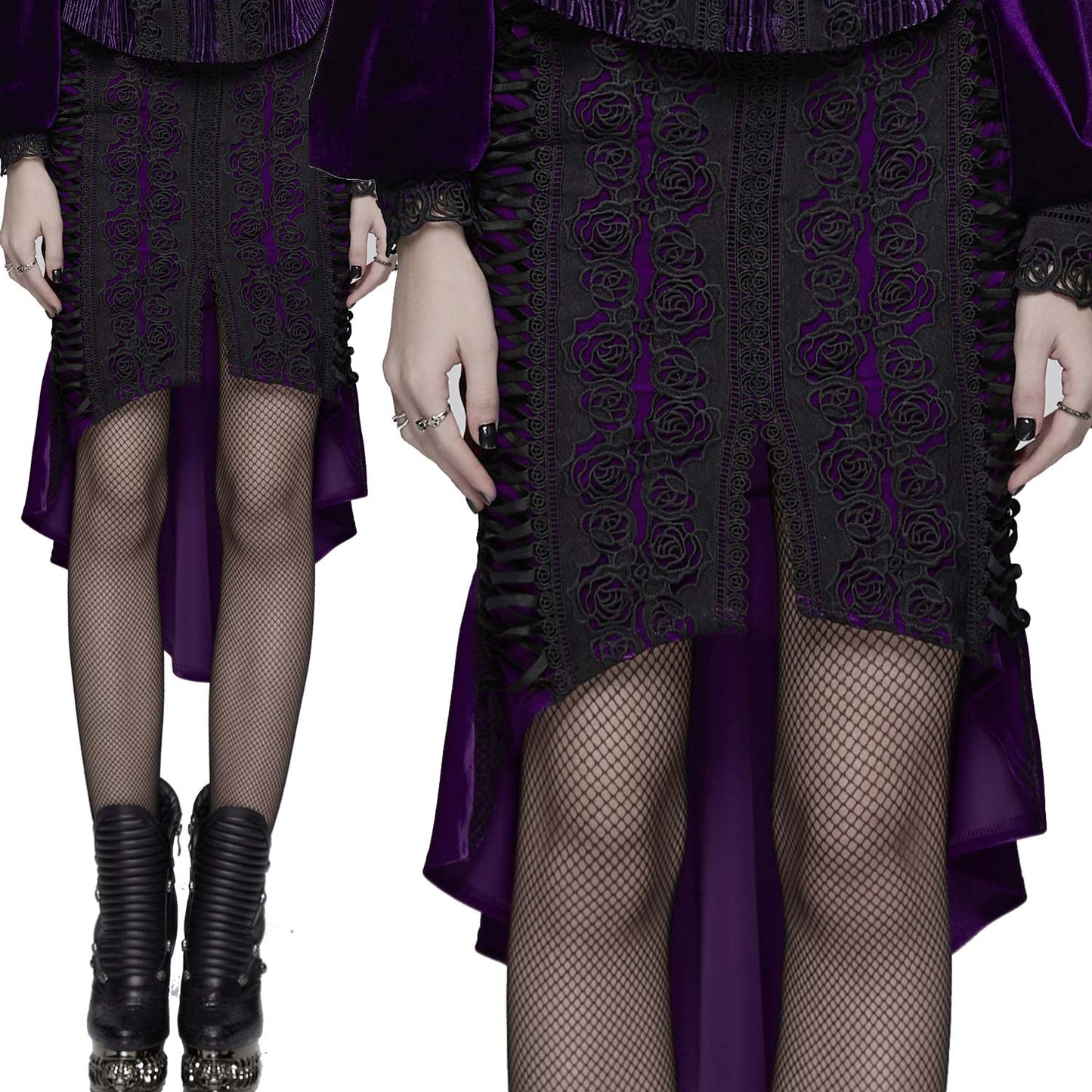 Obsidian Roses Black Velvet Rok