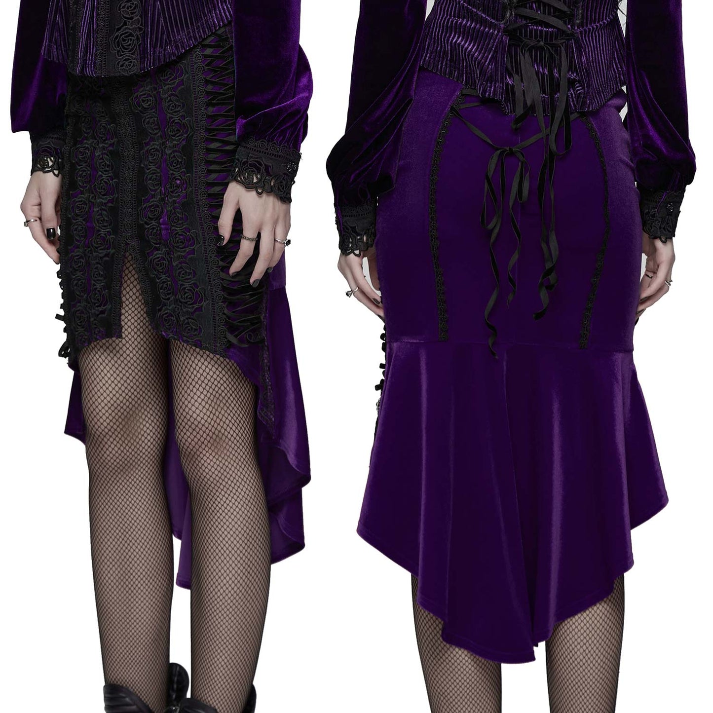 Obsidian Roses Black Velvet Rok