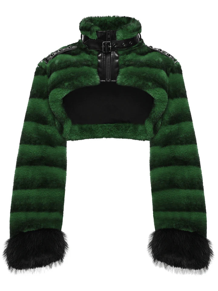 Hex Fur Black Crop Jas
